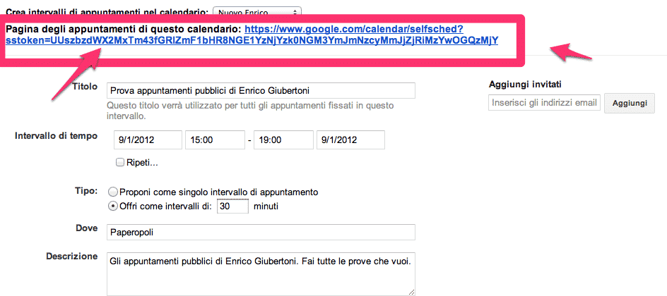 Condividi appuntamenti pubblici in Google Calendar