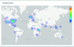 Heat map of the geographic origin of conversations