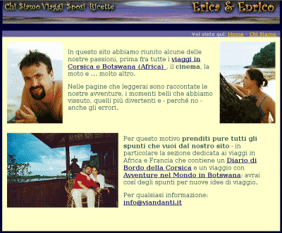 La pagina chi siamo della mia prima homepage