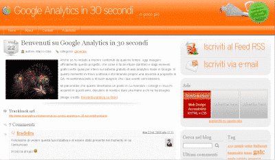 Screenshot del blog – Google Analytics in 30 secondi