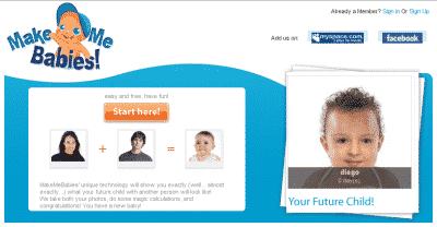 MakeMeBabies Website screenshot