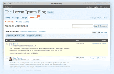 WordPress ver. 2.6.2 – useful for blogs with Open Identity. (image from wordpress.org site)
