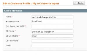 Setup di un profilo di importazione in magento