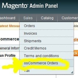 In Magento vediamo gli ordini effettuati precedentemente in Zen Cart in un menu a parte