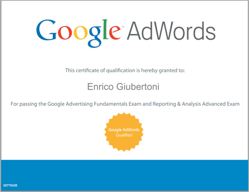 enrico giubertoni adwords certified