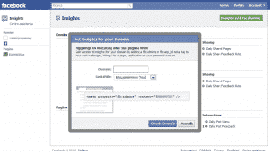 Il pulsante verde per associare il proprio sito a Facebook Insights