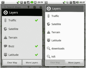 Il menu di Android Gingerbread (a SX) è più chiaro del precedente Froyo