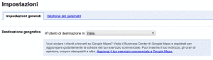 Impostare la destinazione geografica in Google