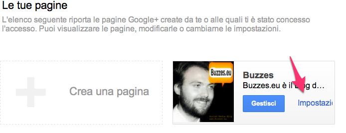 google+pagine impostazioni