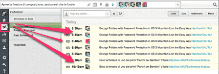 I post autoprogrammati sono visualizzati nella funzione publisher di Hootsuite