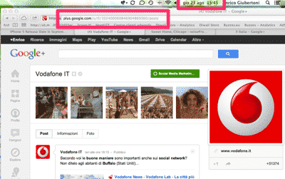 Vodafone non ha ancora adottato i Vanity URL di Google+