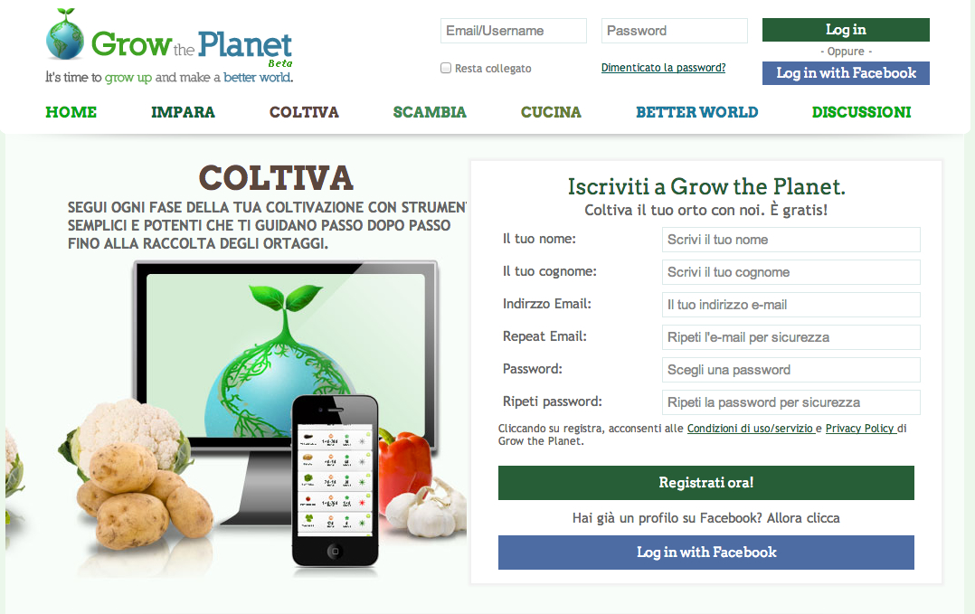 Grow the planet homepage