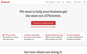 Clicca sul pulsante rosso per iniziare la conversione verso un account Business di Pinterest