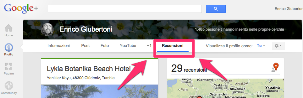 Google+Novità Scheda Recensioni