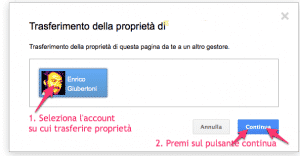 Trasferisci proprietario nelle Google Pages: il processo