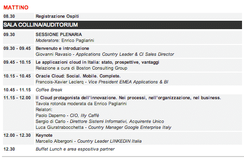Oracle application day 2013: il programma