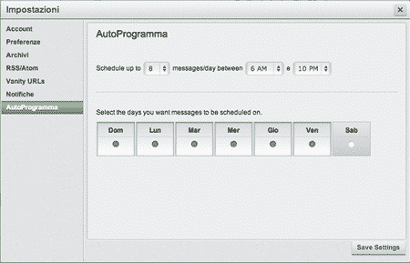 Hootsuite Pro – Settaggi funzione AutoProgramma