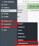 In Hootsuite Pro devi entrare in Impostazioni > AutoProgramma