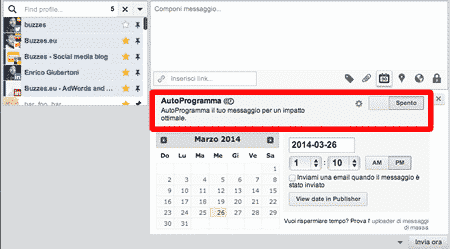 Hootsuite – Finestra Composizione Messaggi