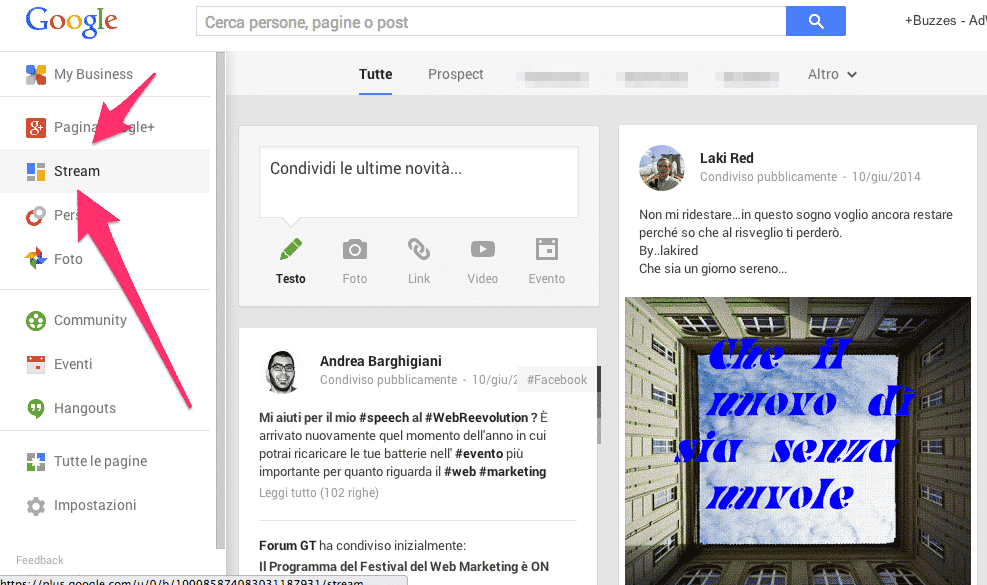 Pagine di Google+: nasce lo stream