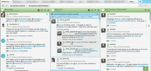 Crea una Tab (scheda) chiamata #HSUchat per avere un controllo totale del live tweeting