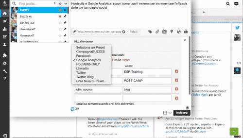 Hootsuite e Google Analytics: come tracciare i link con i Preset