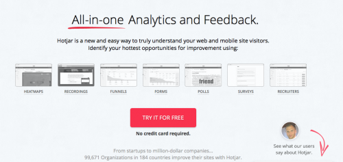 strumenti di social media automation hotjar