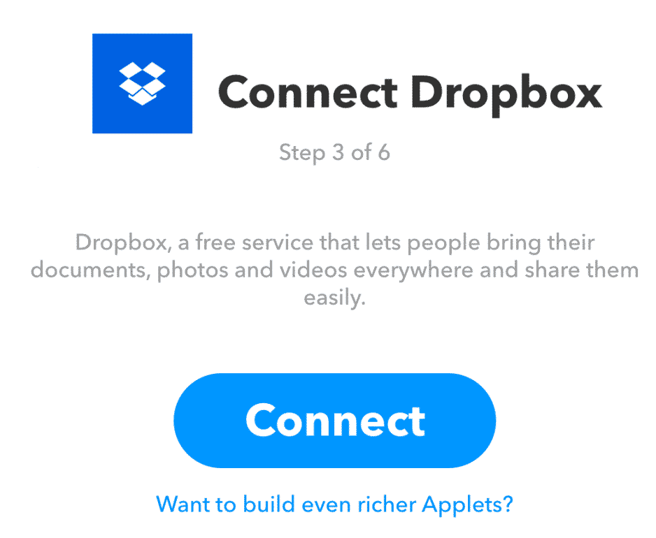 connettere servizio dropbox immagine
