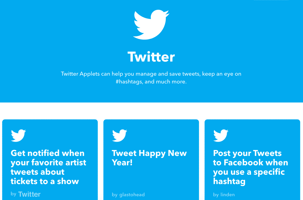 elenco applet twitter ifttt
