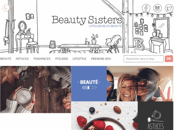 Digital transformation nel retail cosmetico: Homepage del blog di Beauty Sisters
