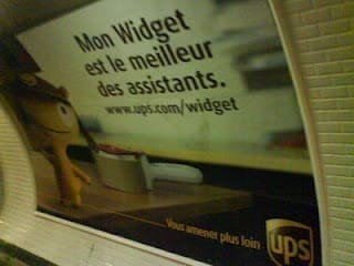 Una pubblicità sui Widgets affissa nella metro di Parigi