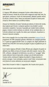 Identità Digitale Europea e lo sbarco di Amazon in Italia nel 2010: lettera di benvenuto di jeff-bezos lper inaugurazione Amazon Italia
