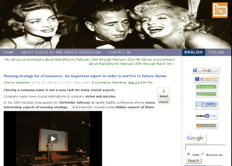 Come si presentava il mio blog nell'anno 2007