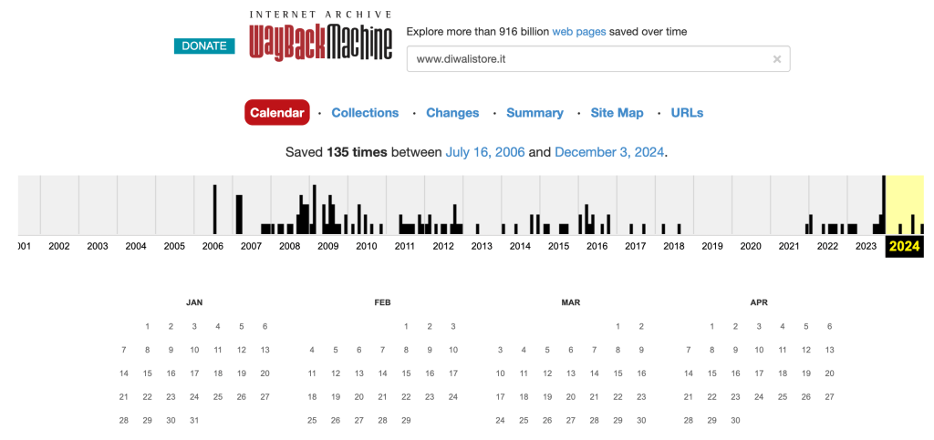 WayBackMachine permette di ritornare indietro nel tempo fino agli albori di Internet.